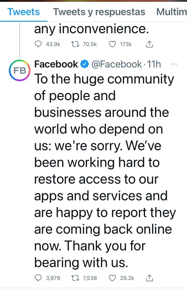 caída de Instagram, FB y WhatsApp